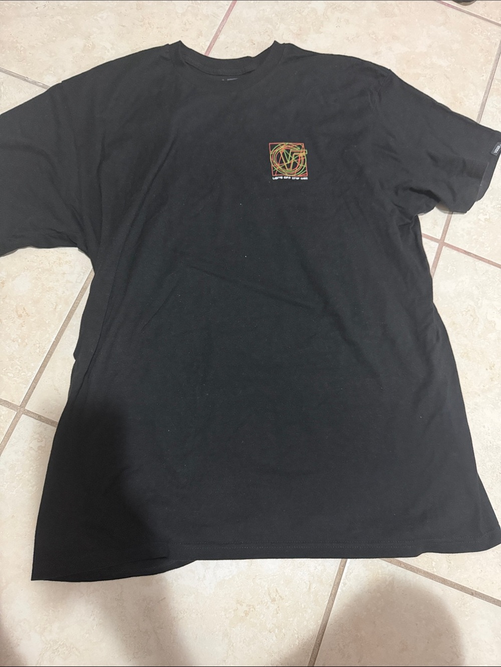 Vans Black Short Sleeve Tee with Multicolor Chest Graphic